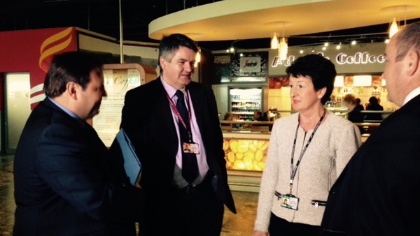 Pádraig Mac Lochlainn of Sinn Féin (left) led the Oireachtas committee delegation