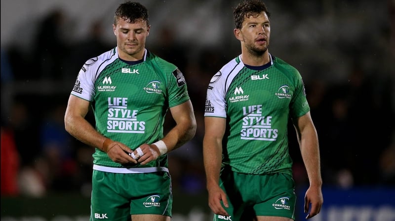 Connacht's Robbie Henshaw and Danie Poolman show their disappointment
