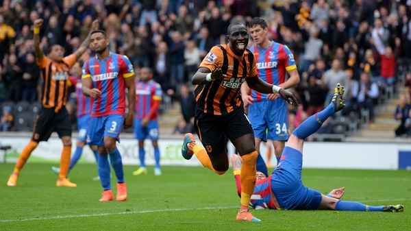 Mohamed Diame of Hull City celebrates after scoring