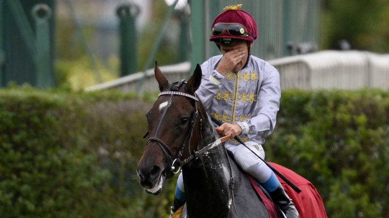 Thierry Jarnet sheds a tear after riding Treve to victory