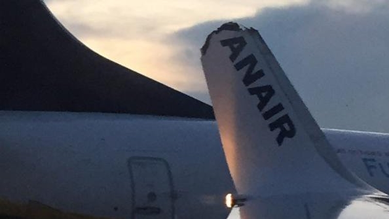 The 'Ry' from the Ryanair wing came off in the incident (Pic: Emily Carroll)