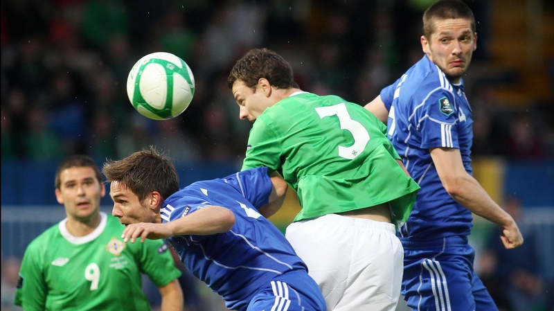 Jonny Evans in action against the Faroe Islands in 2011