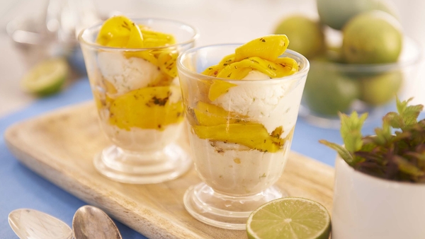 Ivan's Coconut and Lime Ice Cream with Mango in Mint Syrup