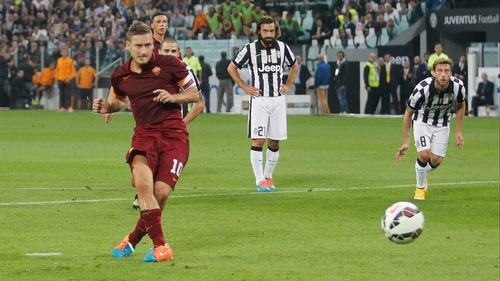 Francesco Totti scored a penalty against Juventus on Sunday, one of three awarded in the game
