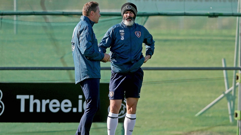 Republic of Ireland assistant manager Roy Keane and coach Steve Guppy in Malahide