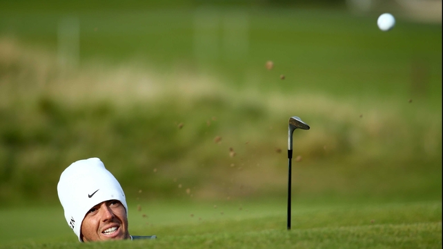 Rory Mclroy escapes from a bunker at the Alfred Dunhill Links Championship
