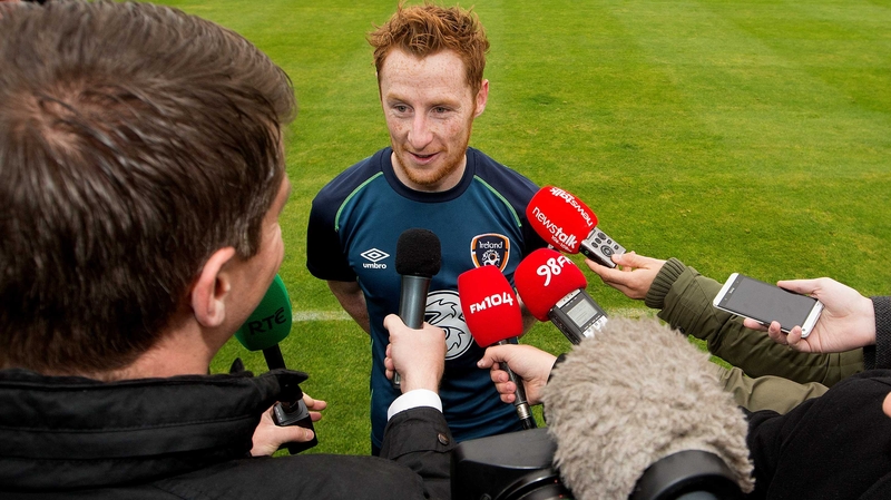 Stephen Quinn speaking to reporters at Gannon Park in Malahide