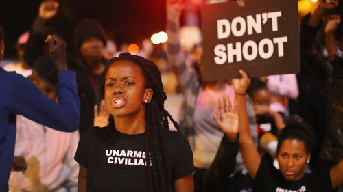 Around 400 demonstrators clashed with police in riot gear