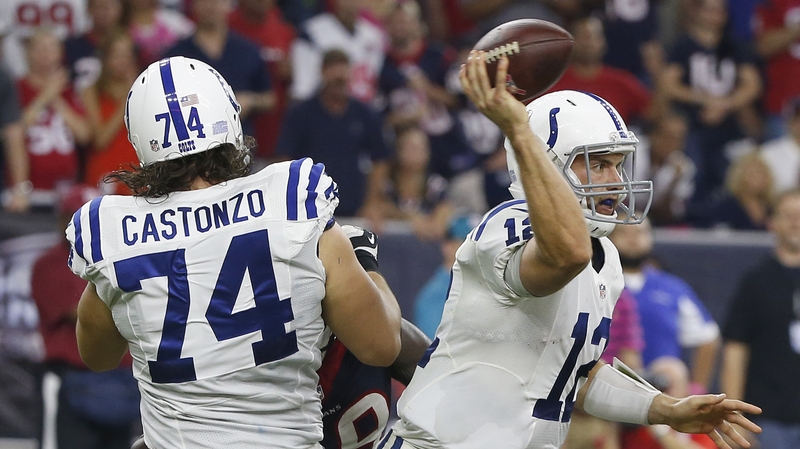 Andrew Luck of the Indianapolis Colts passes against the Houston Texans