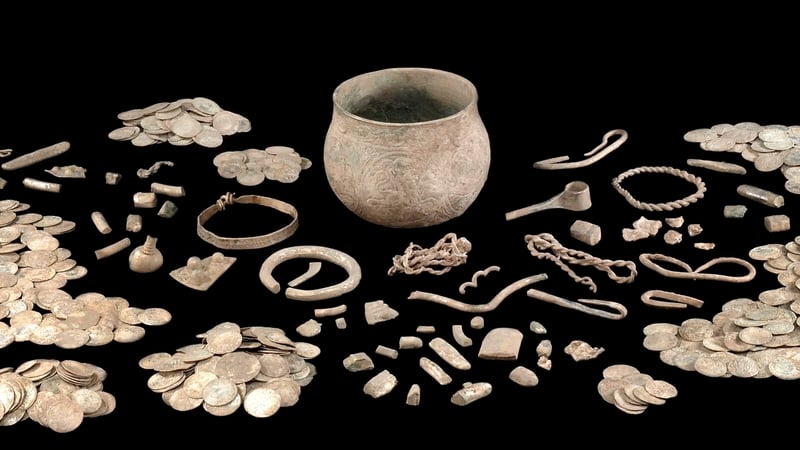 A variety of artefacts from the British Museum's collection of Viking treasure