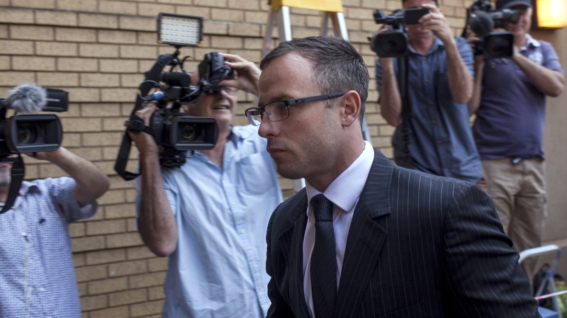 Oscar Pistorius arrives at court in Pretoria today