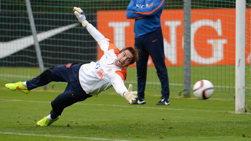 Tim Krul injured his elbow training with the Netherlands