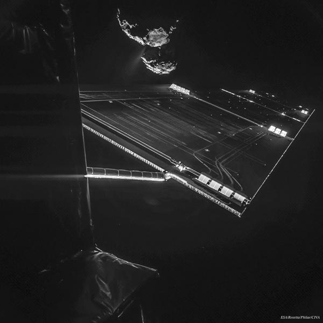 The ESA's Philae robot has taken a dramatic image of the comet it is due to land on (Pic: ESA/Rosetta/Philae/CIVA)