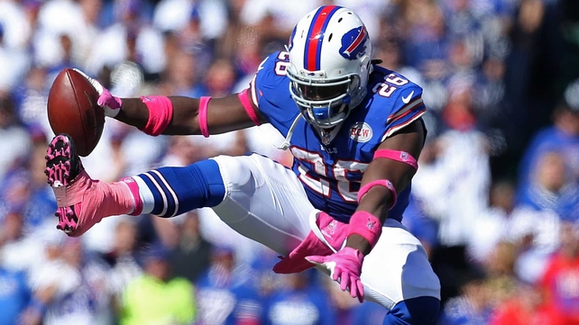 Anthony Dixon of the Buffalo Bills in action against the New England Patriots