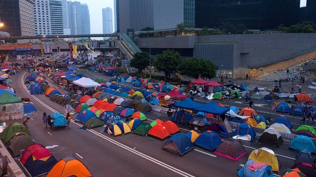 Tents pitched outside Hong Kong's government complex as part of ongoing protests