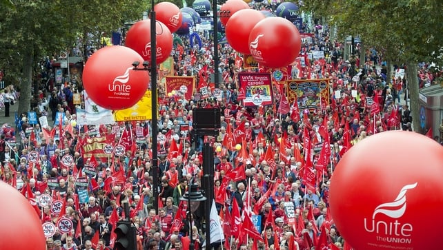 Demonstrators take part in the Britain Needs a Pay Rise march in London.