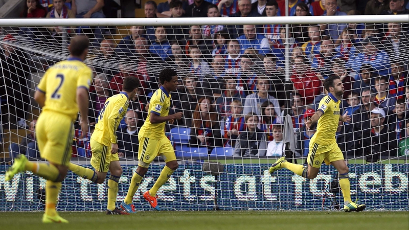 Cesc Fabregas celebrates scoring Chelsea's second goal at Selhurst Park