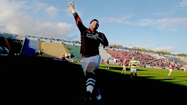 Ballincollig goalkeeper and captain David Lordan celebrates at the final whistle of the Cork SFC final