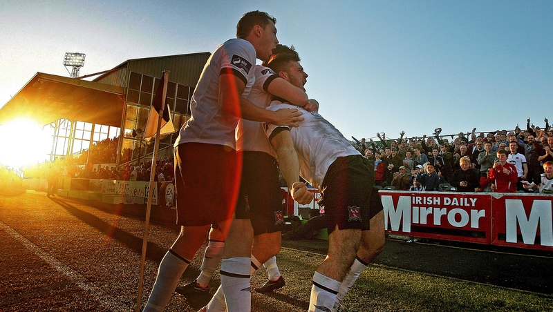 Patrick Hoban celebrates scoring against Shamrock Rovers