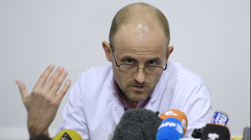 Neurosurgeon professor Jean-Francois Payen speaks during a press conference