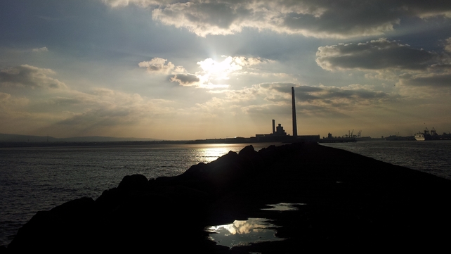 The sun sets over the Pigeon House in Dublin (Pic: Sandra Fenner via yourphotos@rte.ie)