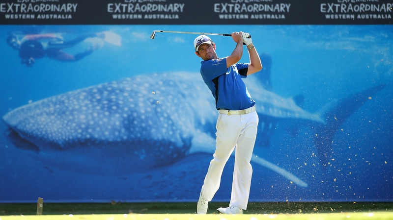 Peter Whiteford of Scotland tees off on the fifth hole during day two in Perth