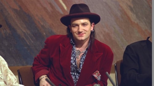 Bono, circa 1987 - apparently he didn't carry a pen.