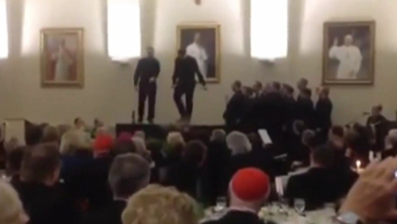 The priests took part in their dance-off in Rome
