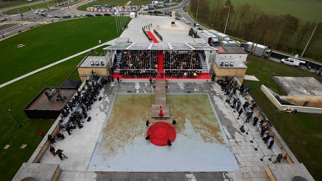 A ceremony marking the 100th anniversary of the First Battle of Ypres during the First World War in Nieuwpoort, Belgium