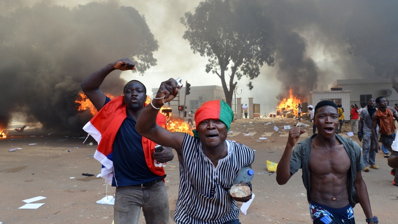 Protesters are demanding that the president stands down when his term ends