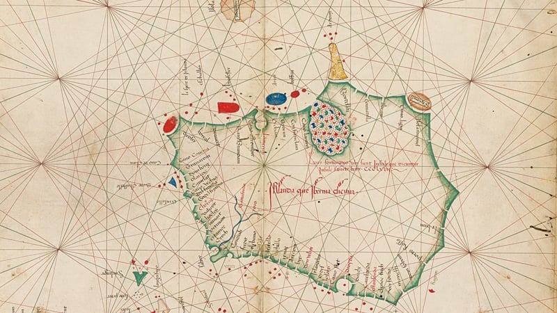 The map is hand drawn on vellum, a tanned animal skin