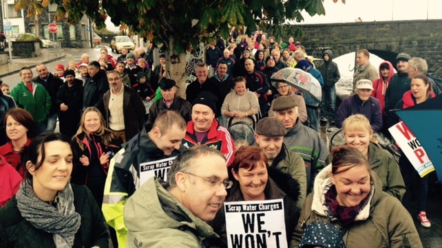 Protesters waiting to get under way in Limerick