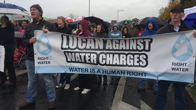 Protesters in Lucan braved the wet weather