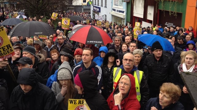 Anti-water charges protesters fill the streets of Letterkenny, Co Donegal
