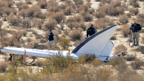 Officials from the NTSB are examining the wreckage of Virgin Galactic's SpaceShipTwo