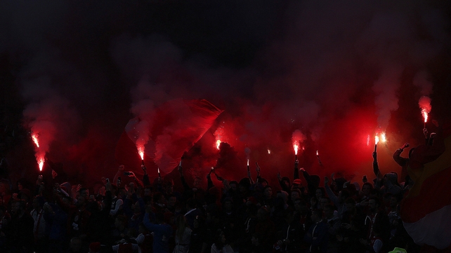 Pat's supporters lit up the darkness ahead of the main event