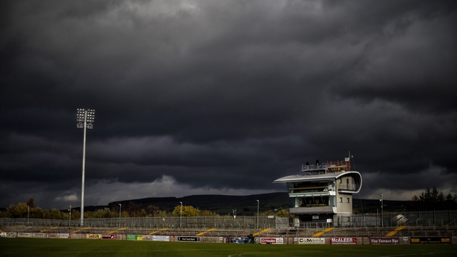 An ominous sky ahead of the Ulster SFC quarter-final between Omagh and Crossmaglen