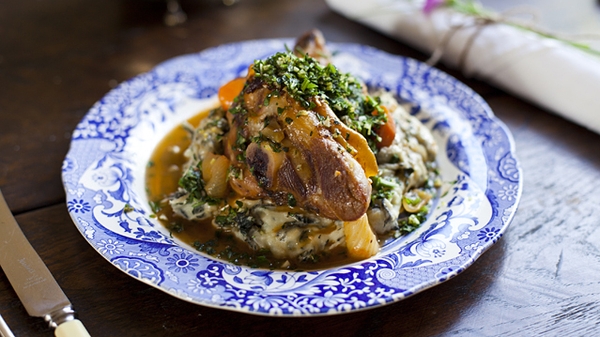 Braised Connemara Lamb Shanks with Nettle Mash