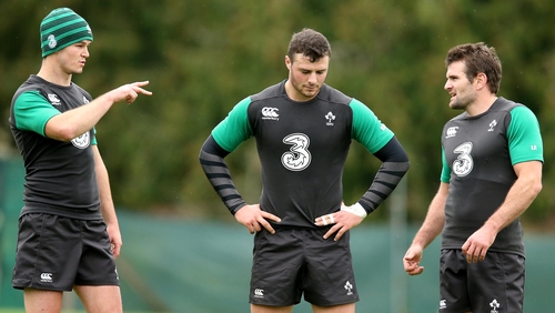 Jonathan Sexton, Robbie Henshaw and Jared Payne form a new combination in Ireland's midfield