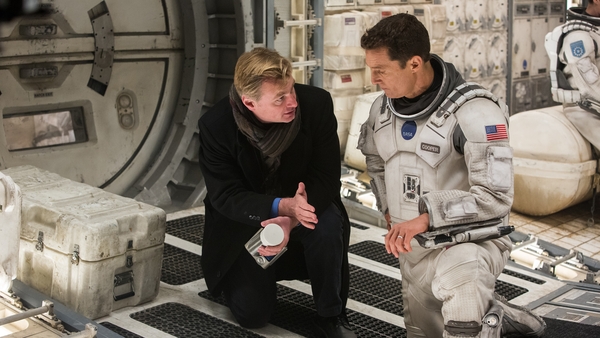 Christopher Nolan and Matthew McConaughey on the set of Interstellar