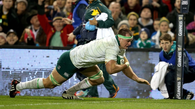 Try for Ireland! Rhys Ruddock was not even in the original starting team but illness forced Chris Henry out