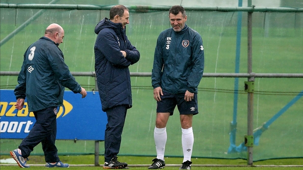 Martin O'Neill and Roy Keane at the Ireland training session in Malahide