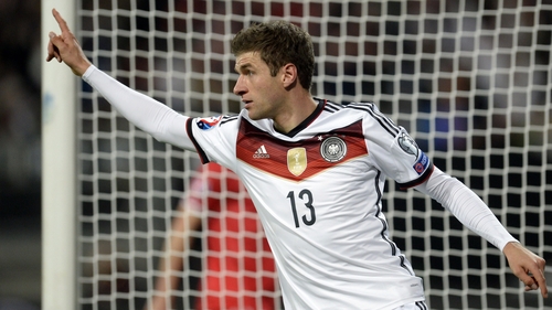 Thomas Muller celebrates his opening goal