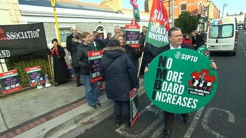 The INMO, SIPTU and the Psychiatric Nurses' Association were involved in the protest