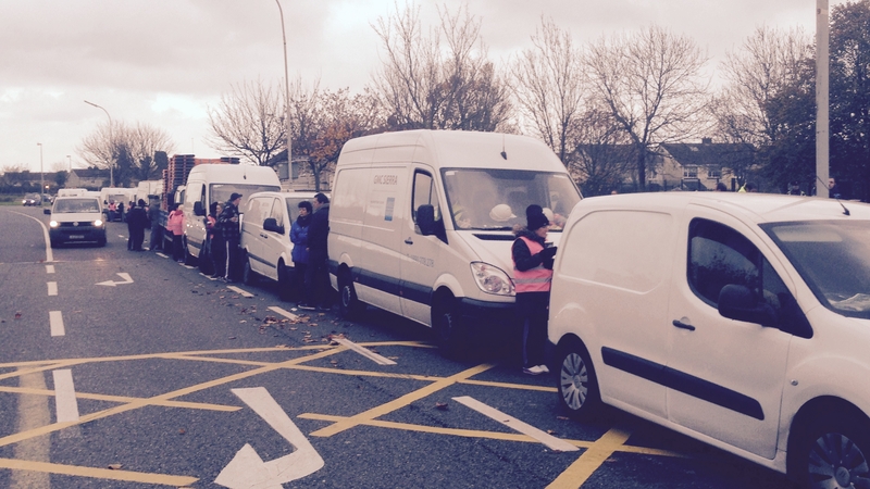 Local protesters in Donaghmede prevented vans from leaving by standing in front of them
