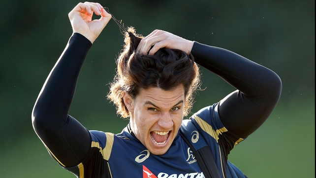 Australia's Matt Toomua has a hair-raising experience during training ahead of the Wallabies' game against Ireland on Tuesday