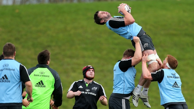 Dave O'Callaghan during Munster training on Monday