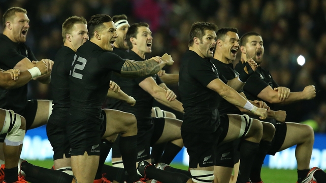 The All Blacks perform the Haka with Sonny Bill Williams and Richie McCaw ahead of their Test against Scotland on Saturday