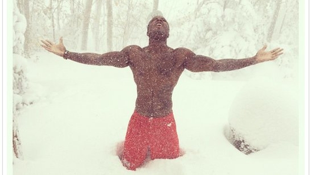 Marquise Goodwin of the Buffalo Bills NFL team posted this image of the snow on his Instagram account