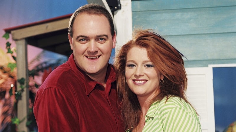 Dara O'Briain and Blathnaid Ní Chofaigh on Echo Island in 1997 © RTÉ Stills Library